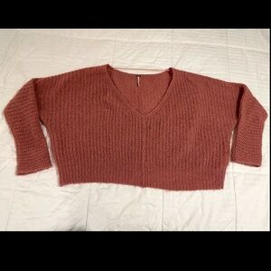 Free People Moonbeam Alpaca Sweater Women Size XS Oversized Cropped Loose Weave